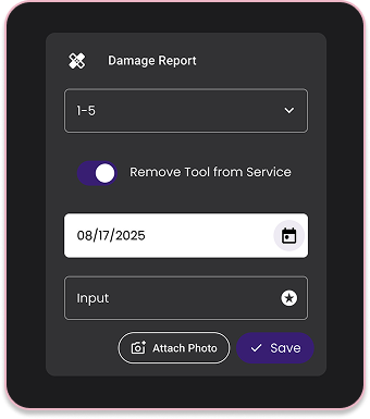Damage Reporting screen